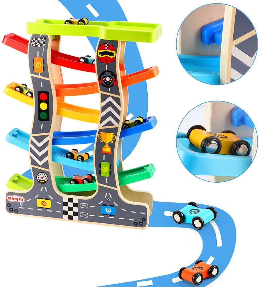 Lewo Toddler Toys Wooden Ramp Racer - Top Toys and Gifts for Three Year Old Boys 2