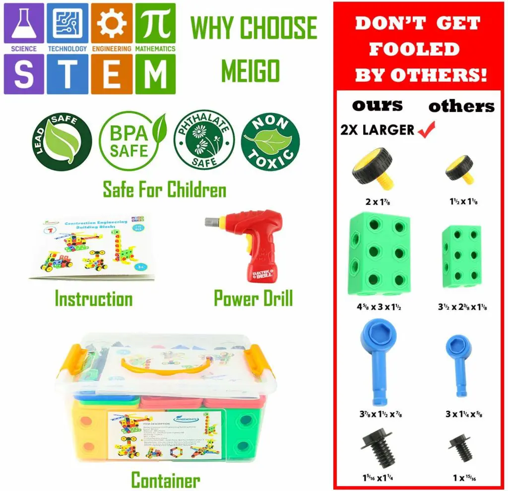 Toddlers Educational Construction Engineering Building Blocks Set - Top Toys and Gifts for Three Year Old Boys 2