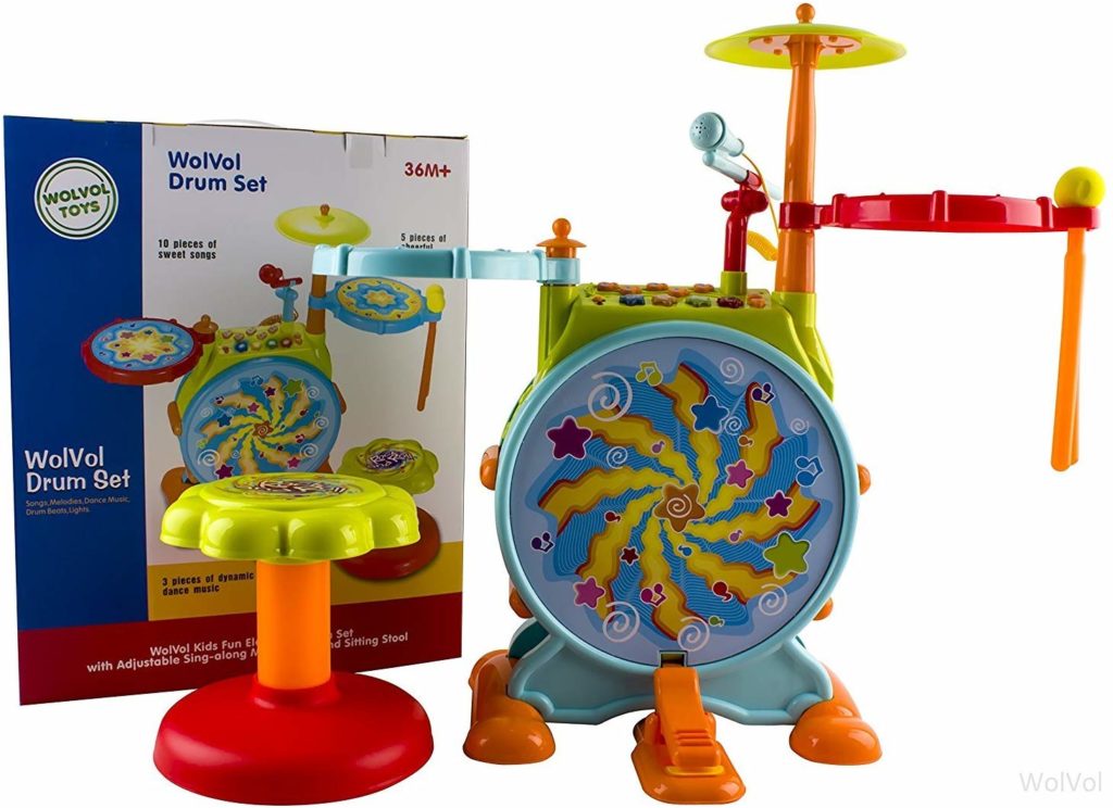 WolVol Electric Big Toy Drum Set for Kids - Top Toys and Gifts for Three Year Old Boys 2