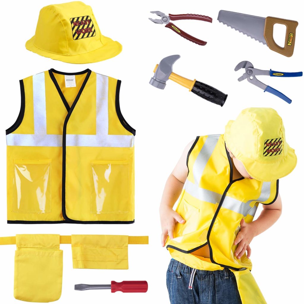 iPlay, iLearn Construction Worker Costume Role Play Kit - Top Toys and Gifts for Three Year Old Boys 1