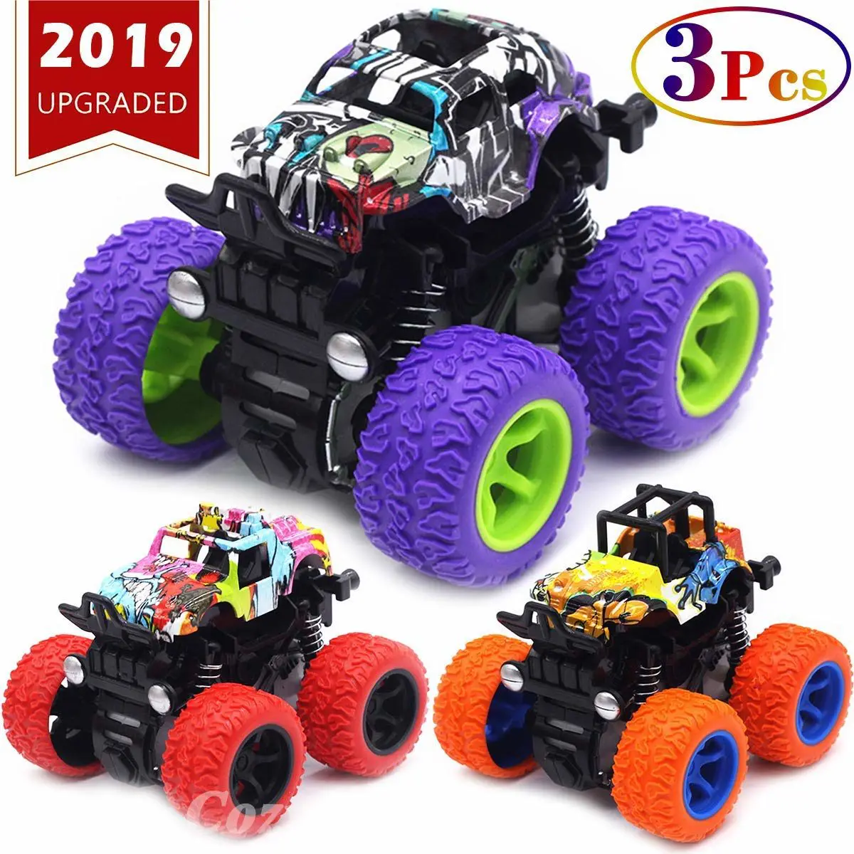 Monster Trucks Toys for Boys - Friction Powered 3-Pack - Top Toys and Gifts for Four Year Old Boys 1