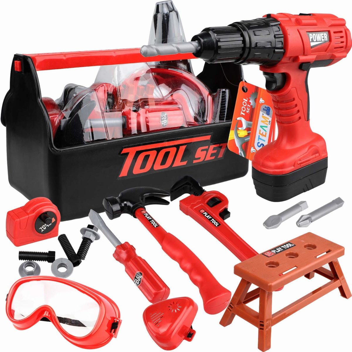 STEAM Life Kids Tool Set with Power Toy Drill - Top Toys and Gifts for Seven Year Old Boys 1