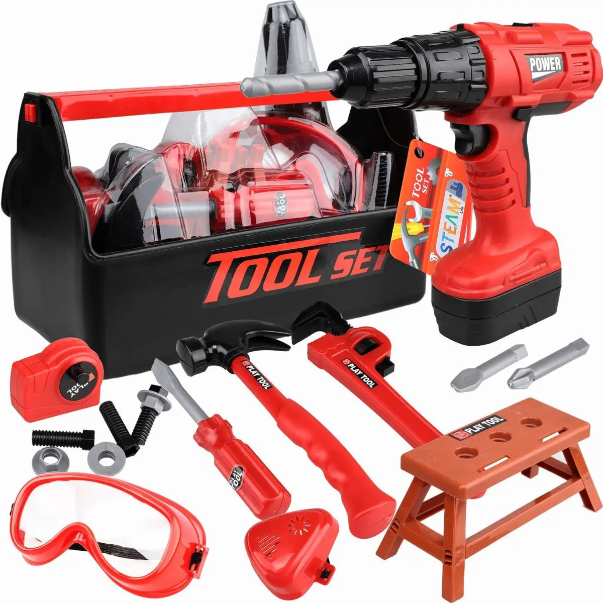 STEAM Life Kids Tool Set with Power Toy Drill - Top Toys and Gifts for Seven Year Old Boys 1