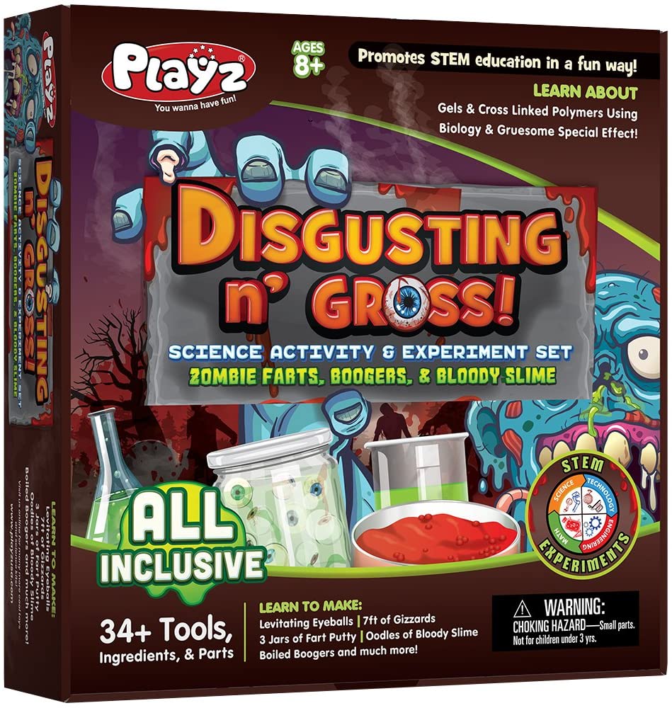Playz Disgusting n_ Gross Zombie Poop, Boogers, _ Bloody Slime Science Activity _ Experiment Set - Top Toys and Gifts for Ten Year Old Boys 1